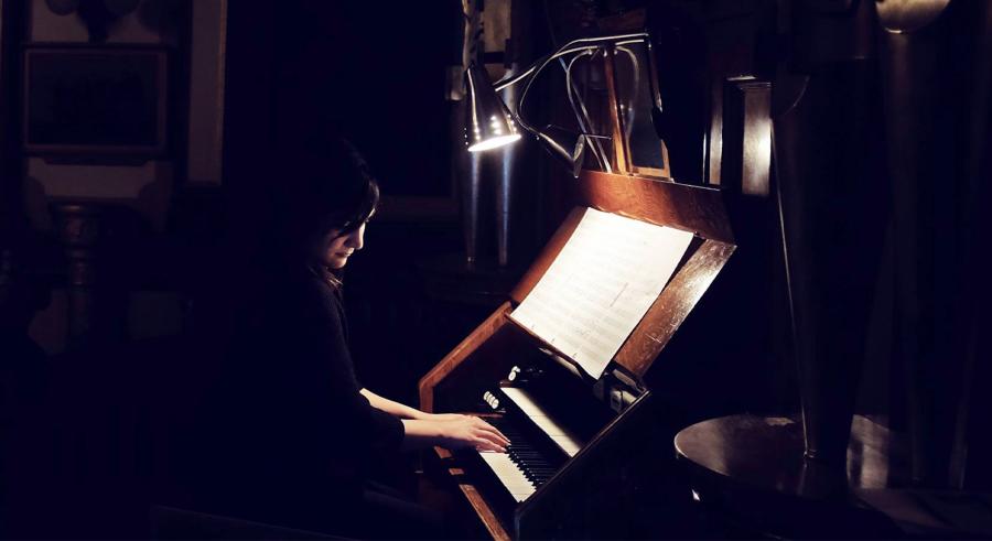 Sarah playing the organ