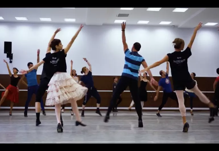 Dancers in the studio rehearsing