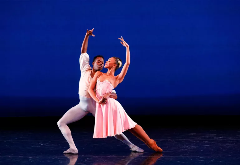 A pair of Dance Theatre of Harlem dancers in a pose