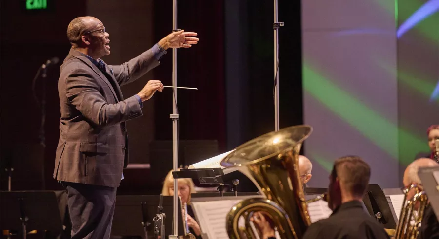 Philip Shoultz III conducts at a Northrop show.