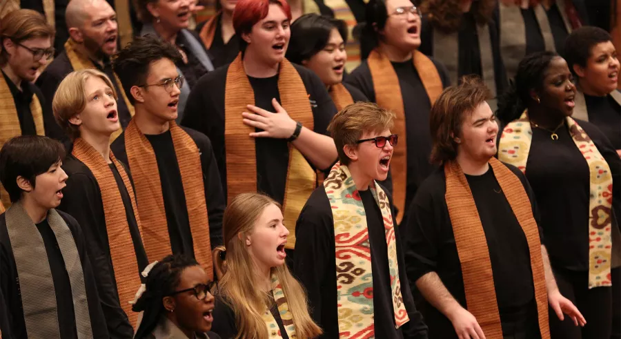 VocalEssence chorus wearing stoles