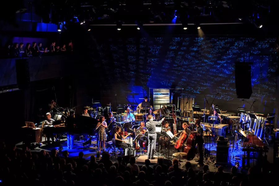 Alarm Will Sound performs in an orchestra pit