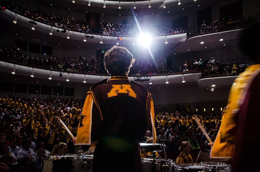 Marching bands view from the stage