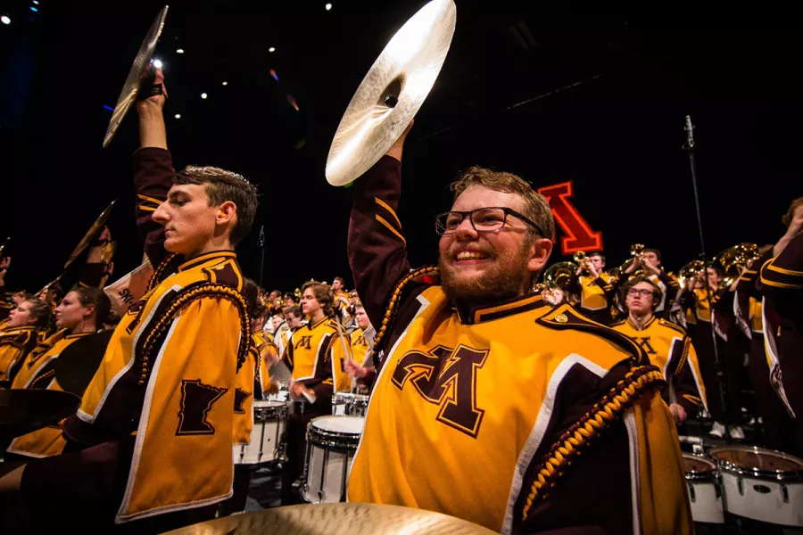 U of M Marching Band cymbal players