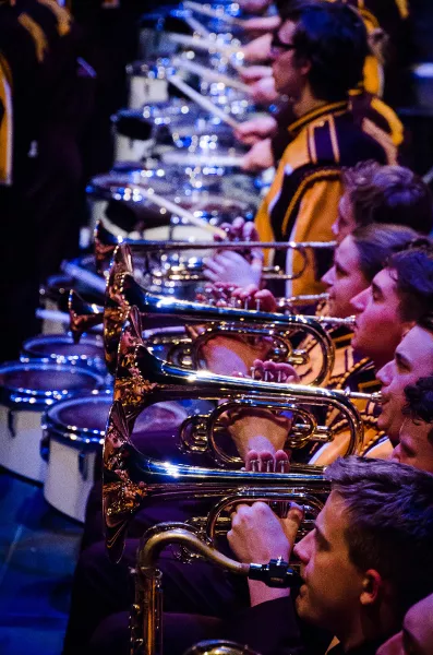 Horns and Drums playing