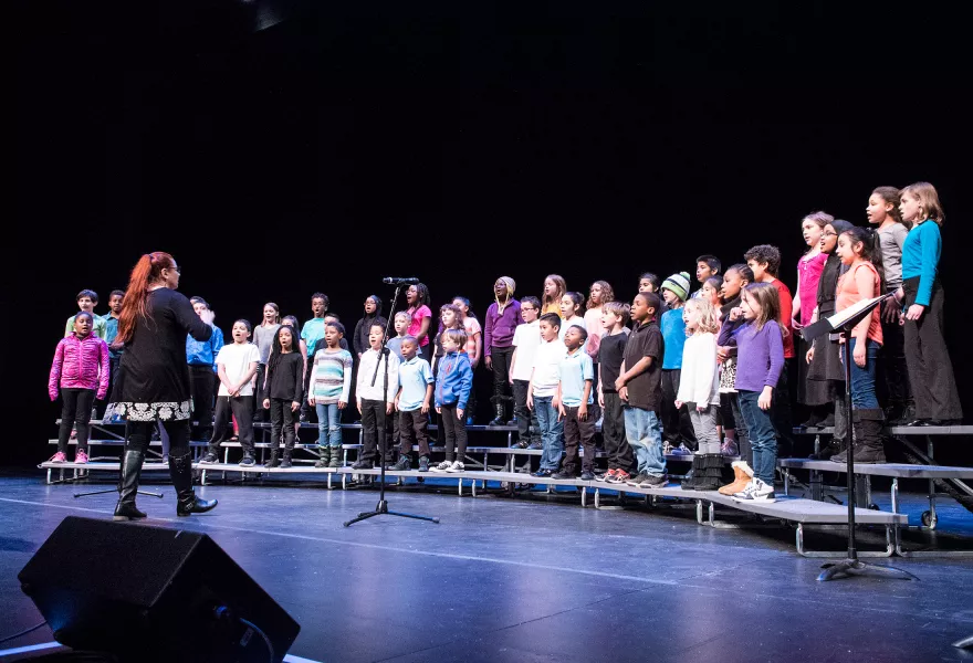 Student choir on stage